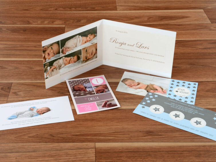 Geburtskarten, kreativ, individuell, Wallimann Druck und Verlag AG