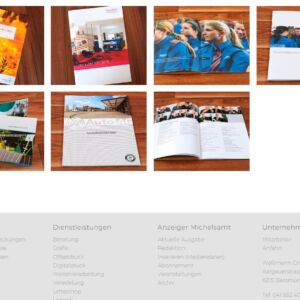 Produkteliste der neuen Homepage der Wallimann Druck und Verlag AG