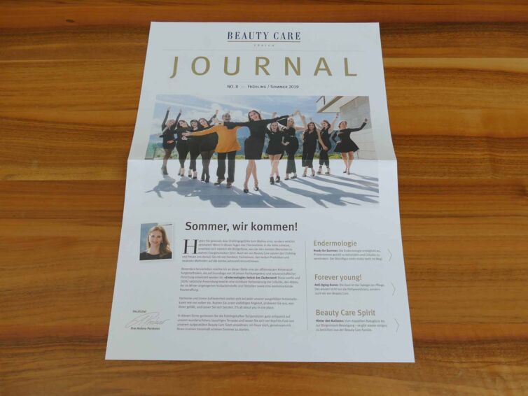 Die Kundenzeitung von Beauty Care wird bei Wallimann Druck und Verlag AG gedruckt.