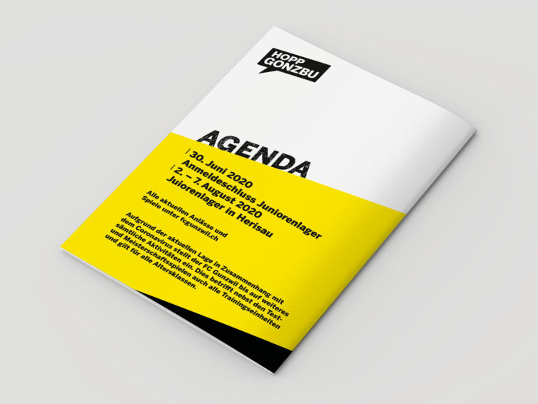 Umschlag vom Fussballvereinheft FC Gunzwil mit übersichtlicher Agenda.