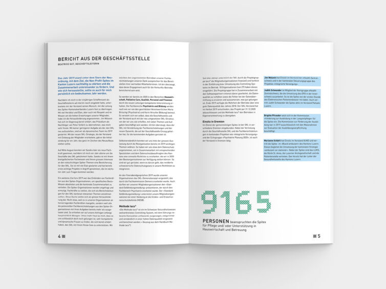 Der Jahresbericht von der Spitex wurde von Wallimann Druck produziert.