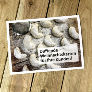 Weihnachtskarte mit Duft im Vanillearoma von Wallimann Druck und Verlag AG.